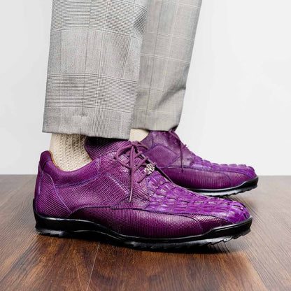 Marco Di Milano Crater Caiman & Lizard Sneaker - Purple
