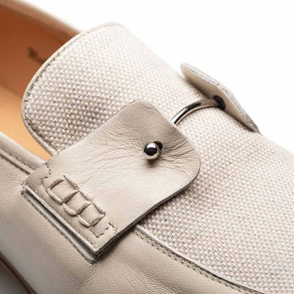 Mezlan Men's Saona Bone Calf/Linen Moc Toe Slip-On Loafer