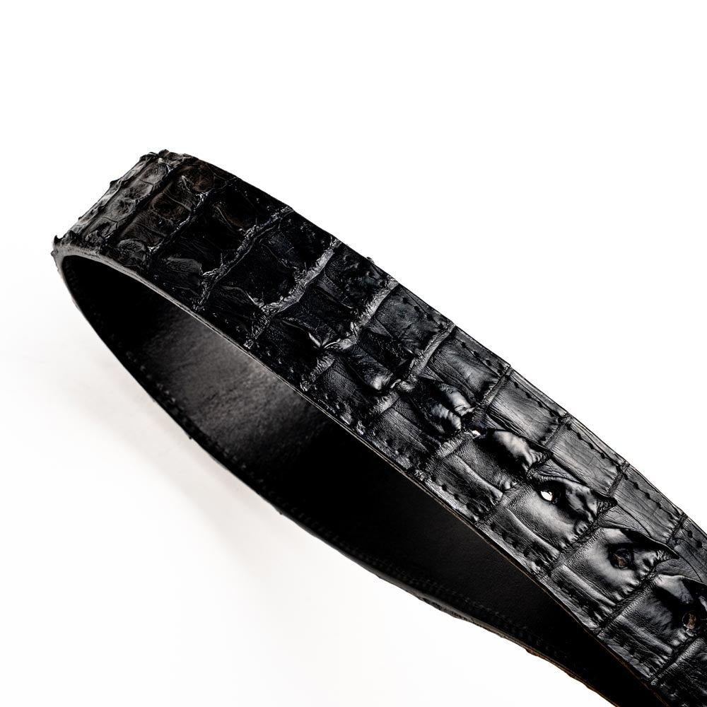 Marlboro Genuine Hornback Caiman Skin Belt in Black with Antique Western Buckle | Marco Di Milano Exotic Belt