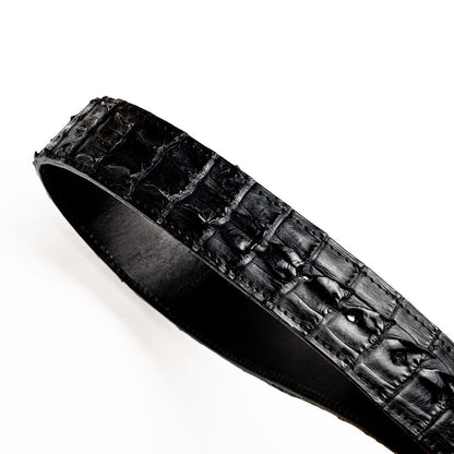 Marlboro Genuine Hornback Caiman Skin Belt in Black with Antique Western Buckle | Marco Di Milano Exotic Belt