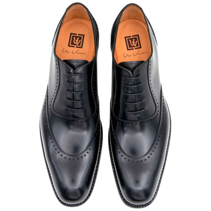 Ugo Vasare Charlton Goodyear Welt Wingtip Bubble Toe Black Dress Shoes