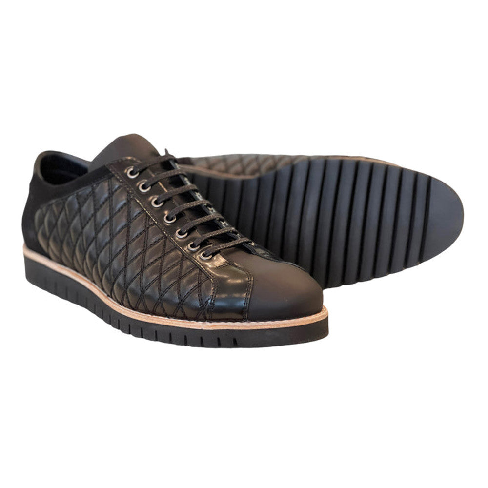 Corrente Black Leather Men’s Fashion Sport-Dress Lace Up