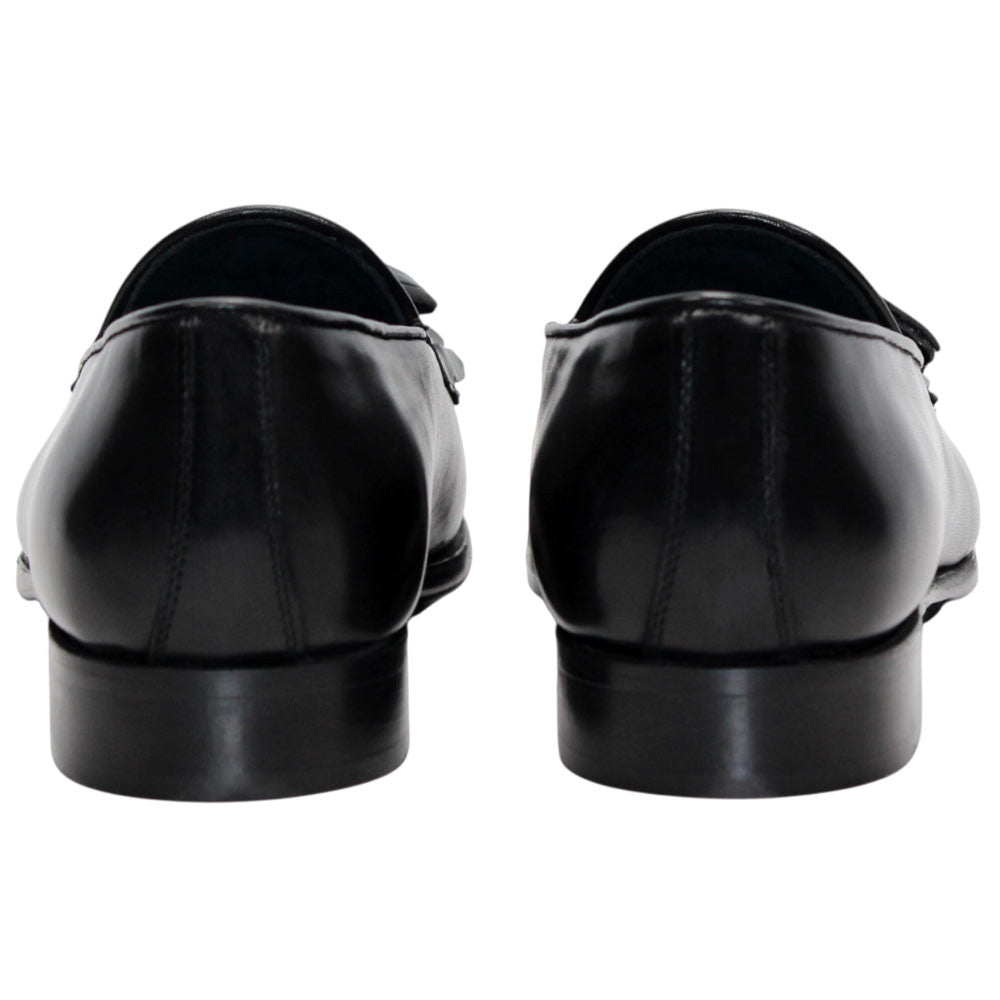 DUCA Adam Men's Black Italian Leather Kiltie Tassel Loafers
