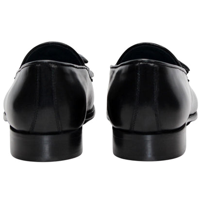 DUCA Adam Men's Black Italian Leather Kiltie Tassel Loafers