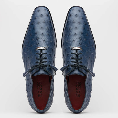 Marco Di Milano Criss Ostrich Navy Tassel Laced Oxford Shoes