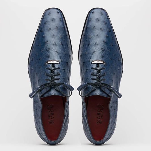 Marco Di Milano Criss Ostrich Navy Tassel Laced Oxford Shoes