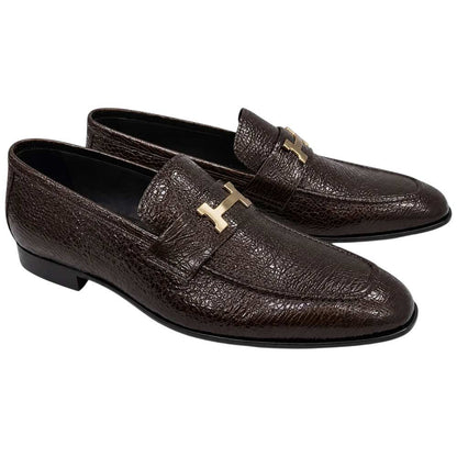 Corrente Men's Vita Calf Skin H-Buckle Loafer - Brown