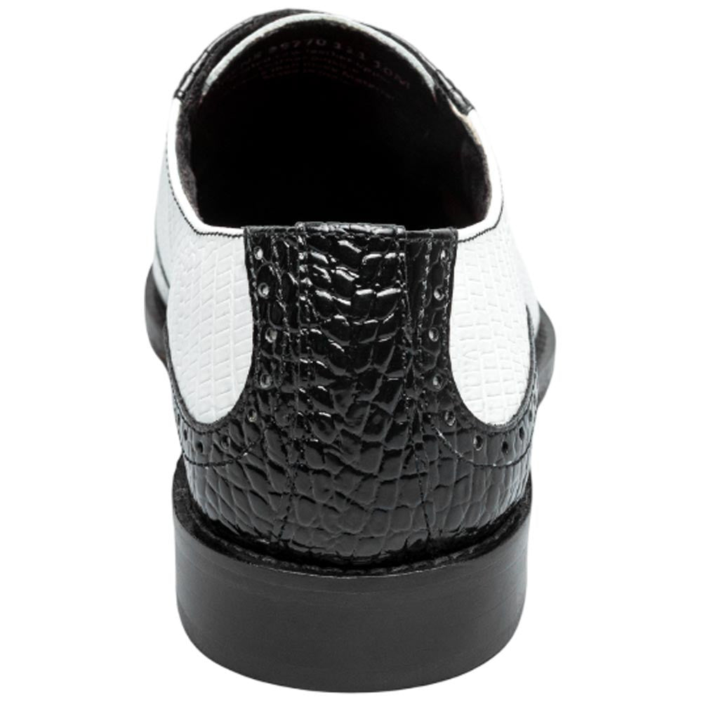 Stacy Adams Tarango Modified Cap Toe Black and White Oxford Shoes for Men