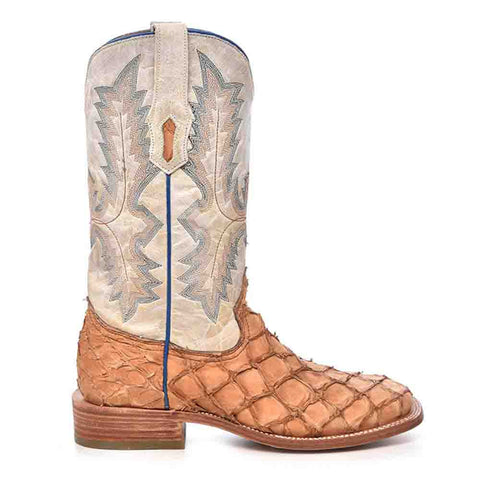 Corral Men’s Square Toe Cowboy Cognac Pirarucu Fish Boots