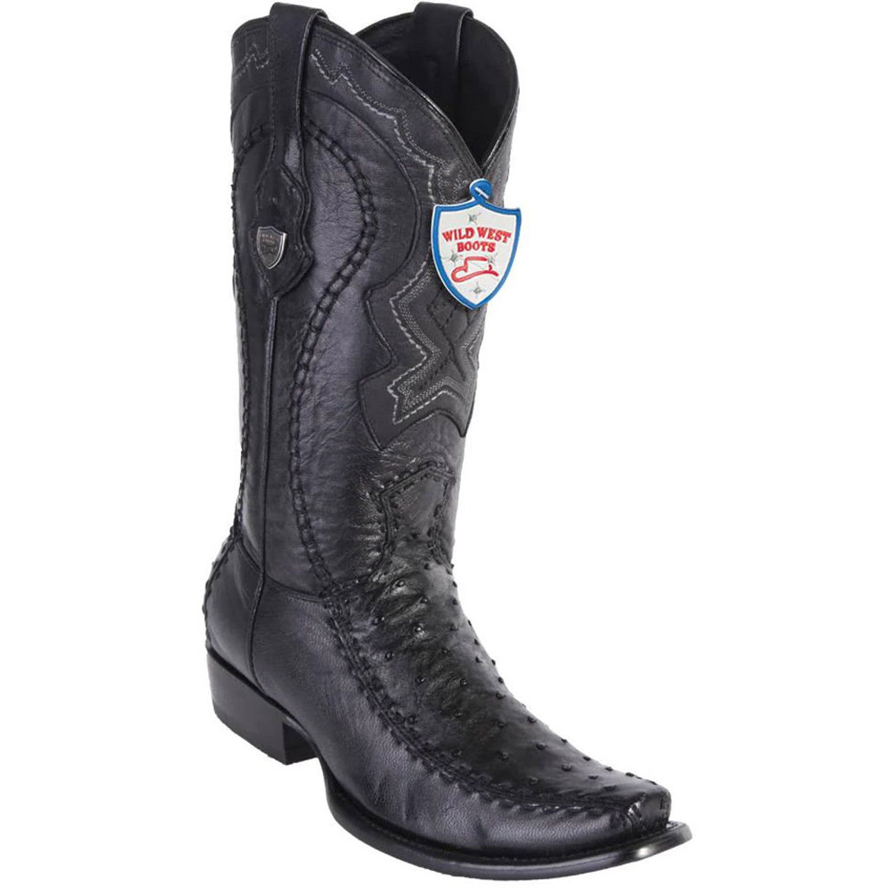 Wild West Black Genuine Ostrich & Leather Boots