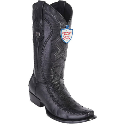 Wild West Black Genuine Ostrich & Leather Boots