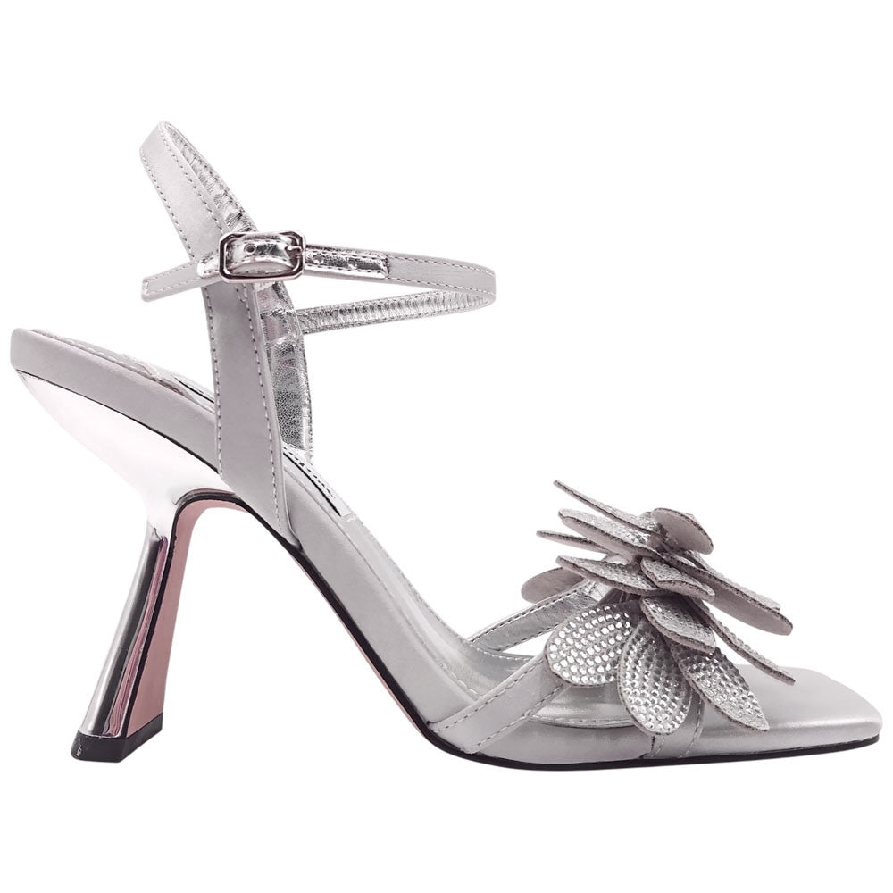 Lady Couture Lust Silver Rhinestone Petal Slingback Heels