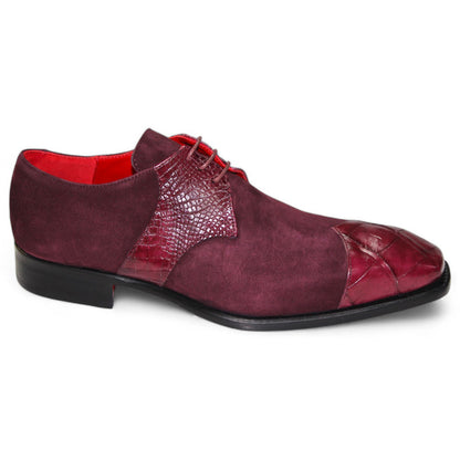 Fennix Landon Men's Burgundy Alligator & Suede Oxfords Shoes
