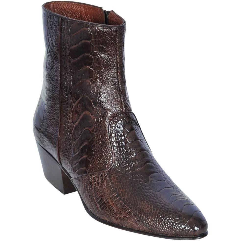 Los Altos Brown Genuine Ostrich Paw Dress Boot