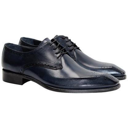 Duca Arpino Navy Blue Genuine Italian Calfskin Lace-Up Shoes