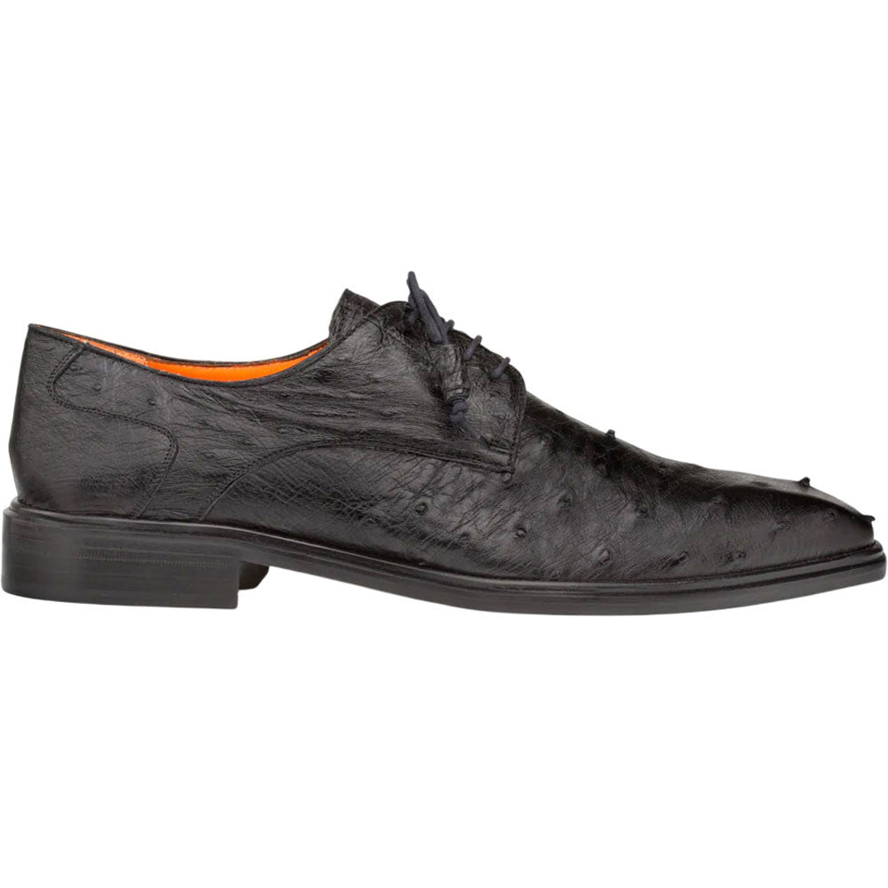 Mezlan Men's Tillson Exotic Ostrich Blucher in Black