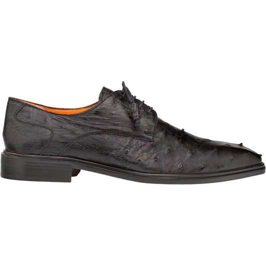 Mezlan Men's Tillson Exotic Ostrich Blucher in Black