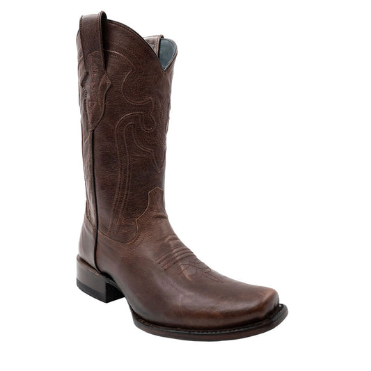 Ferrini Wyatt Chocolate Full Grain Narrow Square Toe Leather Cowboy Boots