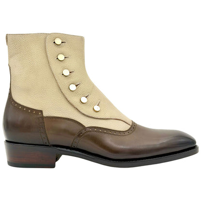 Ugo Vasare Liam Goodyear Welt Two-Tone Toe Brown/Beige Dress Boots