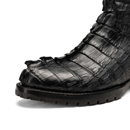 Marlboro Genuine Hornback Caiman Skin Black Cowboy Boot | Marco Di Milano Western Boots