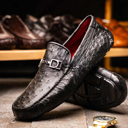 Bolonia Men’s Genuine Ostrich Horse-Bit Driver Loafers | Marco Di Milano