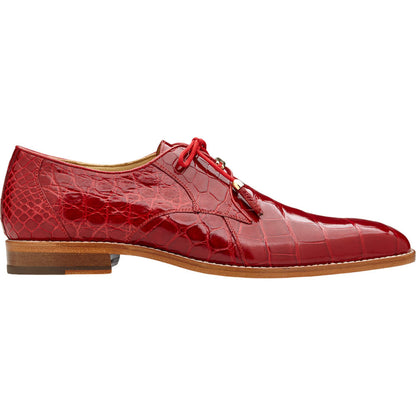 Belvedere Lago Red Men’s Genuine American Alligator Lace Up Shoes