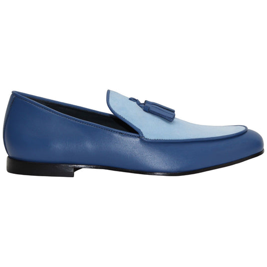 Anzio Blue/Lt. Blue Suede Dress Slip On | Duca Dress Loafers for Men