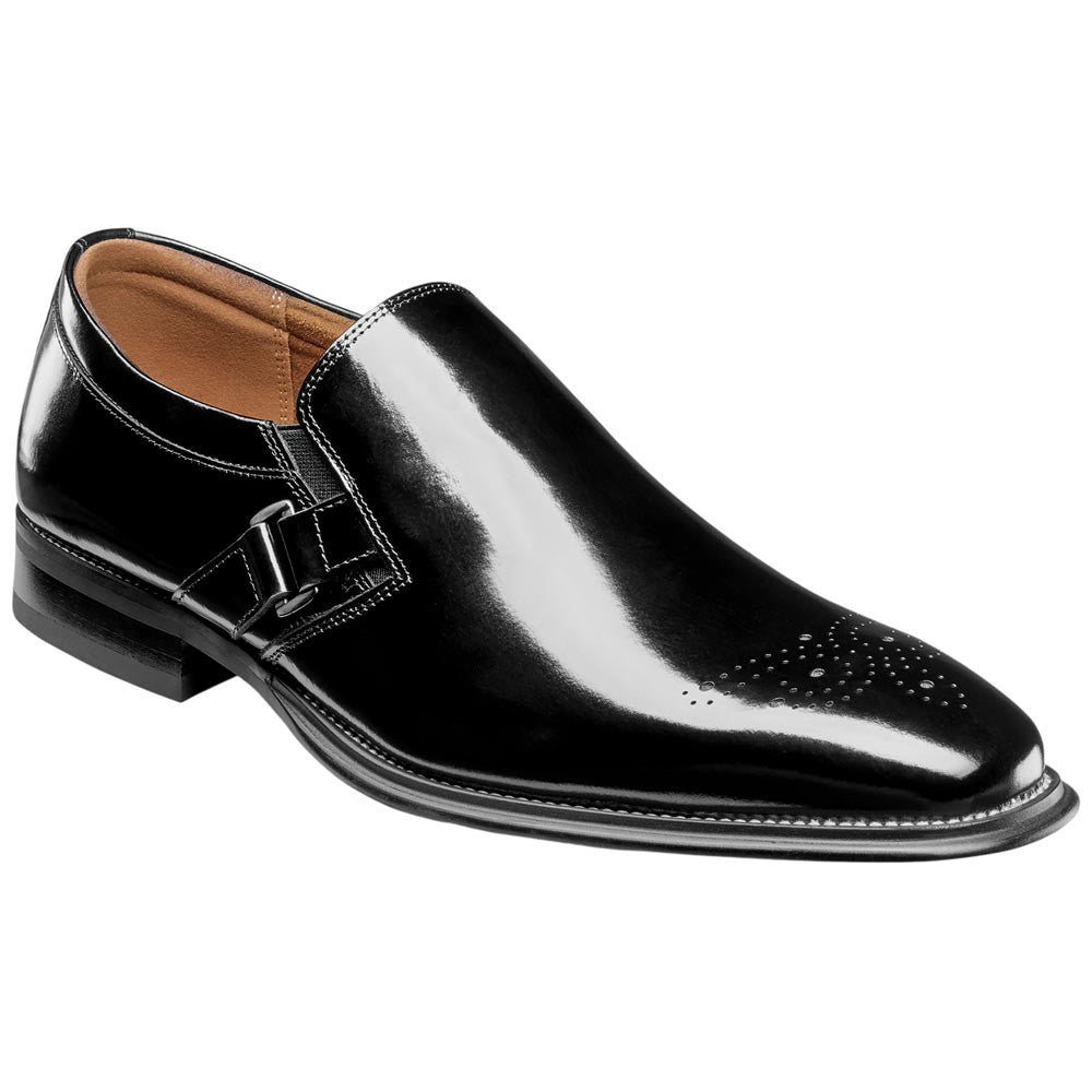 Stacy Adams Alistair Plain Toe Ornament Slip-On - Black