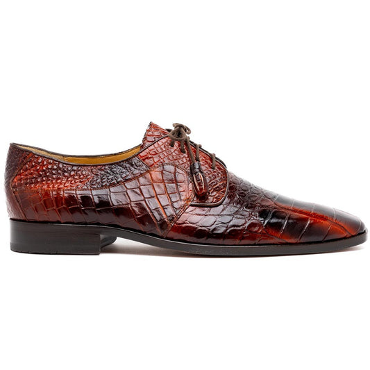 Marco Di Milano Fitipaldi Rustic Cognac Alligator Derby Shoes