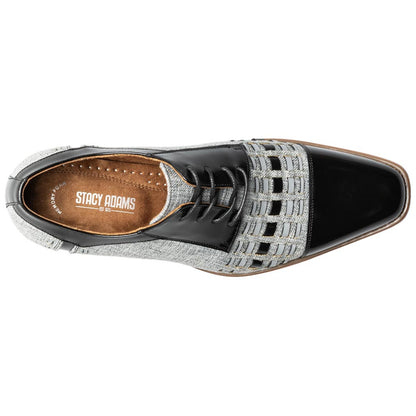 Stacy Adams Men’s Halstead Black/Grey Woven Cut Cap Toe Oxfords