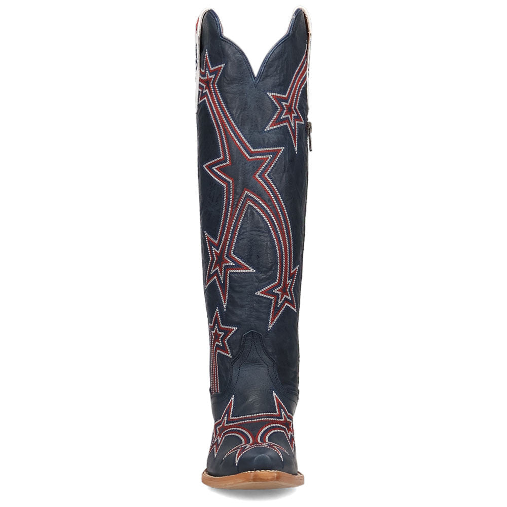 Dan Post America 250 Blue Leather Snip Toe Western Cowgirl Boots