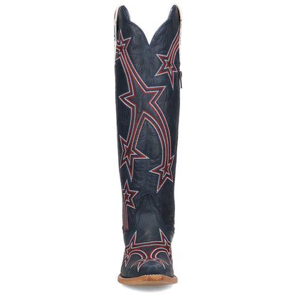 Dan Post America 250 Blue Leather Snip Toe Western Cowgirl Boots