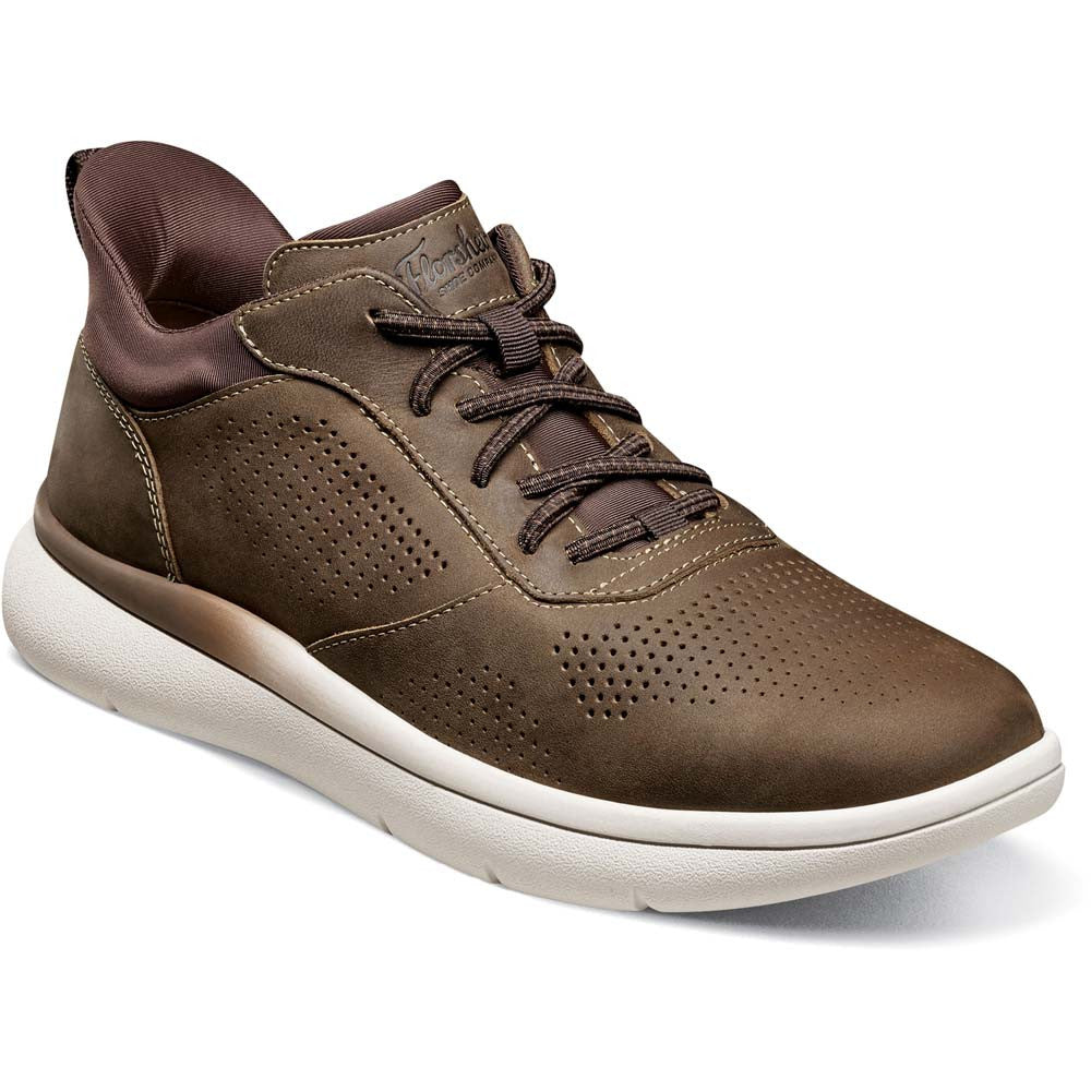 Fleet Perf Toe Elastic Lace No-Tie Sneaker | Florsheim Casual Sneaker in Brown
