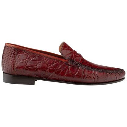 Mezlan Armano Moc Toe Cognac Crocodile Leather Moccasin Dress Shoes