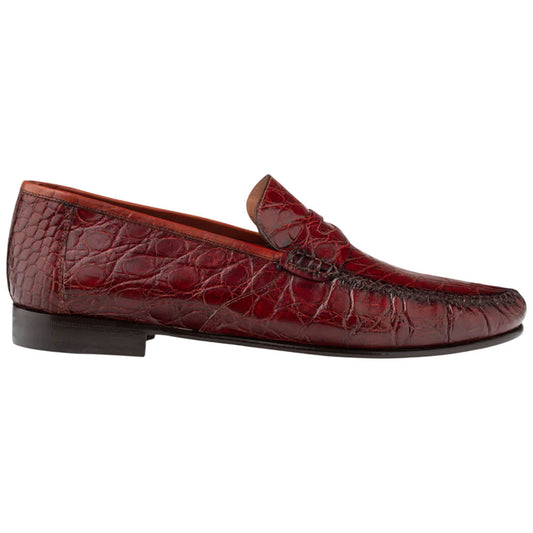 Mezlan Armano Moc Toe Cognac Crocodile Leather Moccasin Dress Shoes