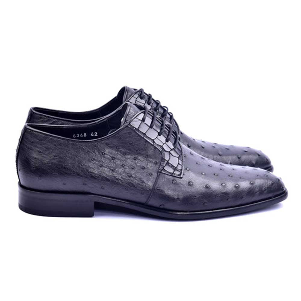 CORRENTE Genuine Ostrich Black Oxford Shoes