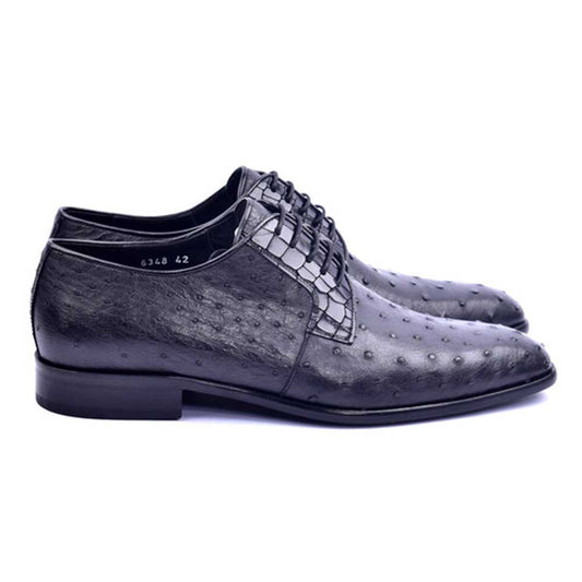 CORRENTE Genuine Ostrich Black Oxford Shoes