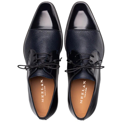 Capello Hi-Shine/Calf Blue Cap Toe Derby | Mezlan Dress Shoes for Men