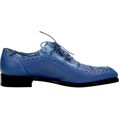 Mauri Metropolitan Men's New Blue Exotic Alligator / Calf-Skin Leather Oxford Shoes