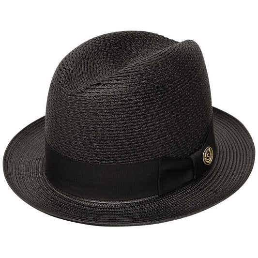 Stetson Madison Straw Fedora Black Milan Straw Hats