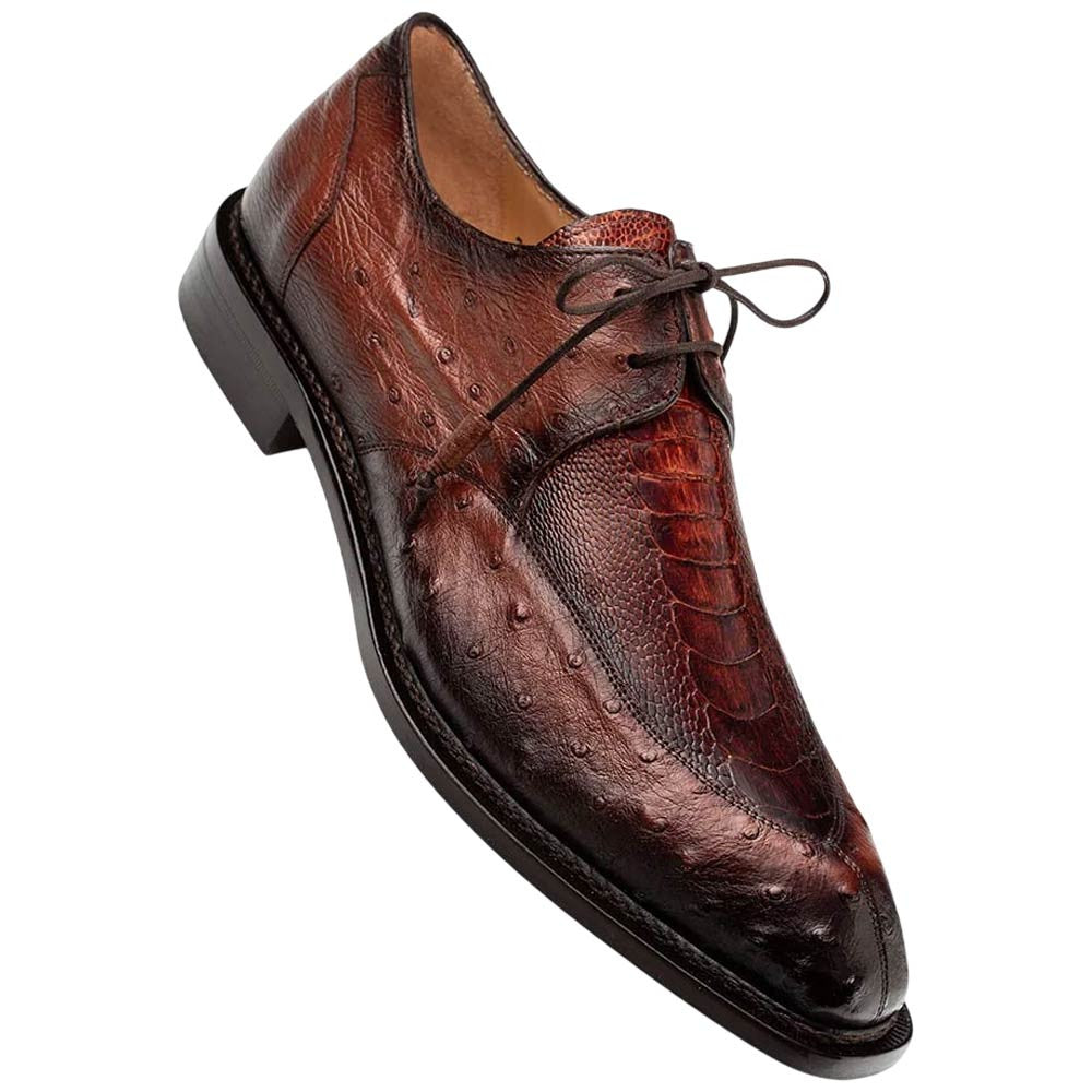 Mezlan Cerler Men's Tabac/Rugger Ostrich Split-Toe Derby - Handmade in Spain