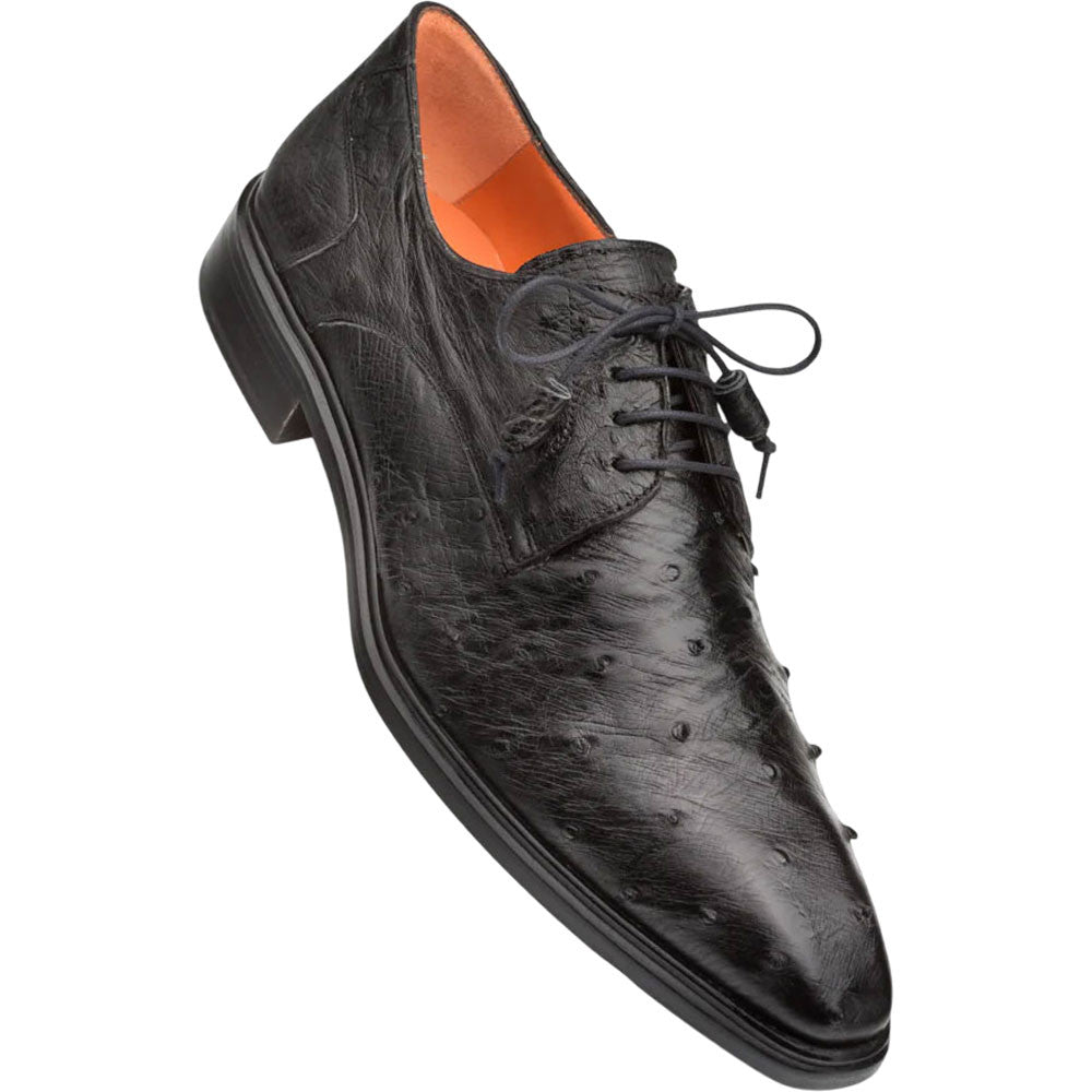 Mezlan Men's Tillson Exotic Ostrich Blucher in Black