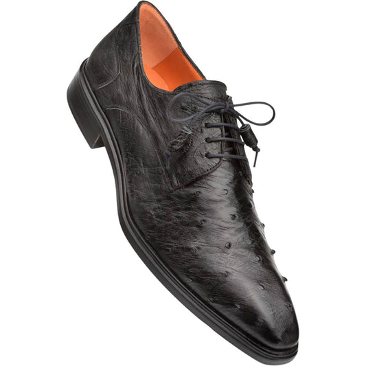 Mezlan Men's Tillson Exotic Ostrich Blucher in Black