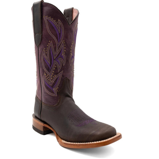 Ferrini Women’s Maggie Chocolate Square Toe Leather Cowboy Boots