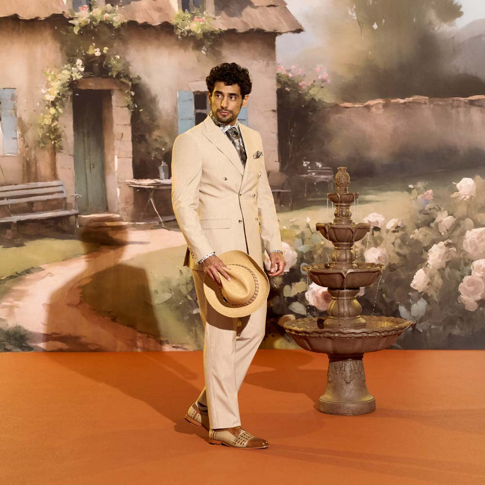 Stacy Adams Men’s Halstead Tan Multi Woven Cut Cap Toe Oxfords