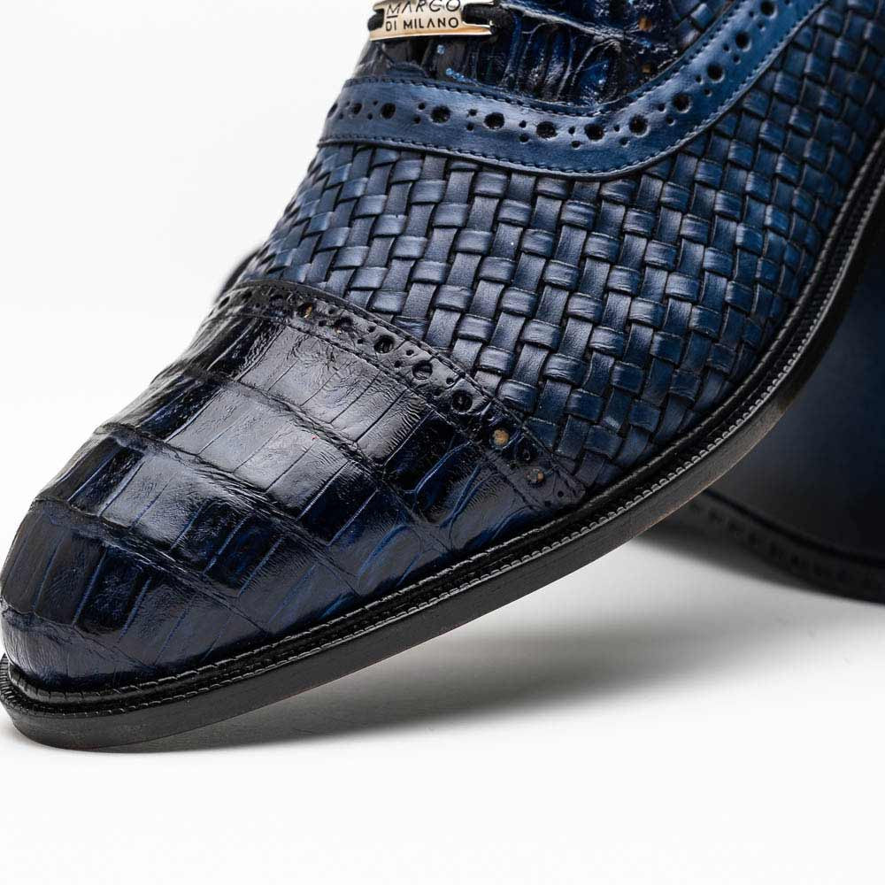 John Woven calfskin Genuine Caiman Crocodile Cap Toe Oxford | Marco Di Milano