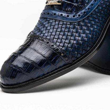 John Woven calfskin Genuine Caiman Crocodile Cap Toe Oxford | Marco Di Milano