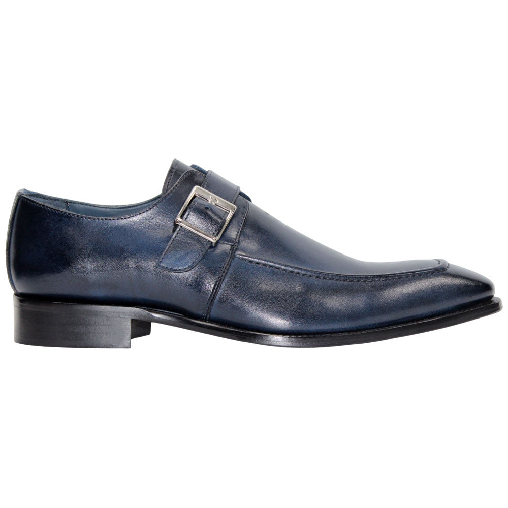 Garda Navy Calfskin Monstraps Moc Toe Oxfords | Duca Dress Shoes for Men