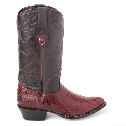 Wild West Burgundy Genuine Python Boots