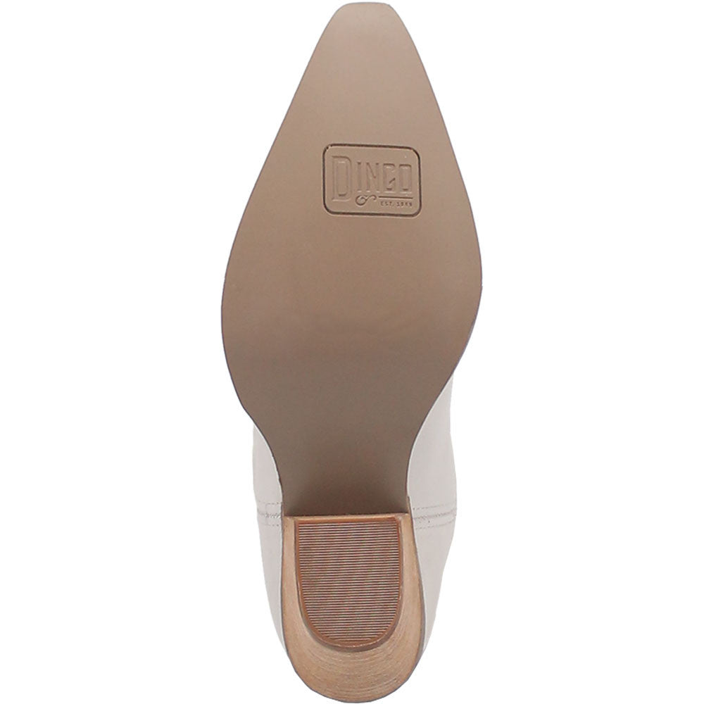 Dingo Raisin Kane White Embossed Zipper and Snip Toe Leather Boots